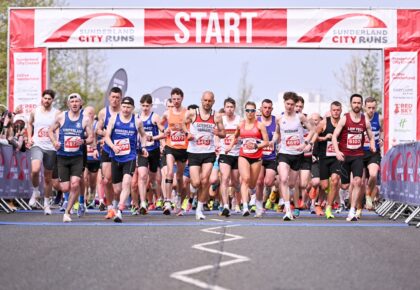 Runners on the start line at Sunderland City Runs on Sunday.