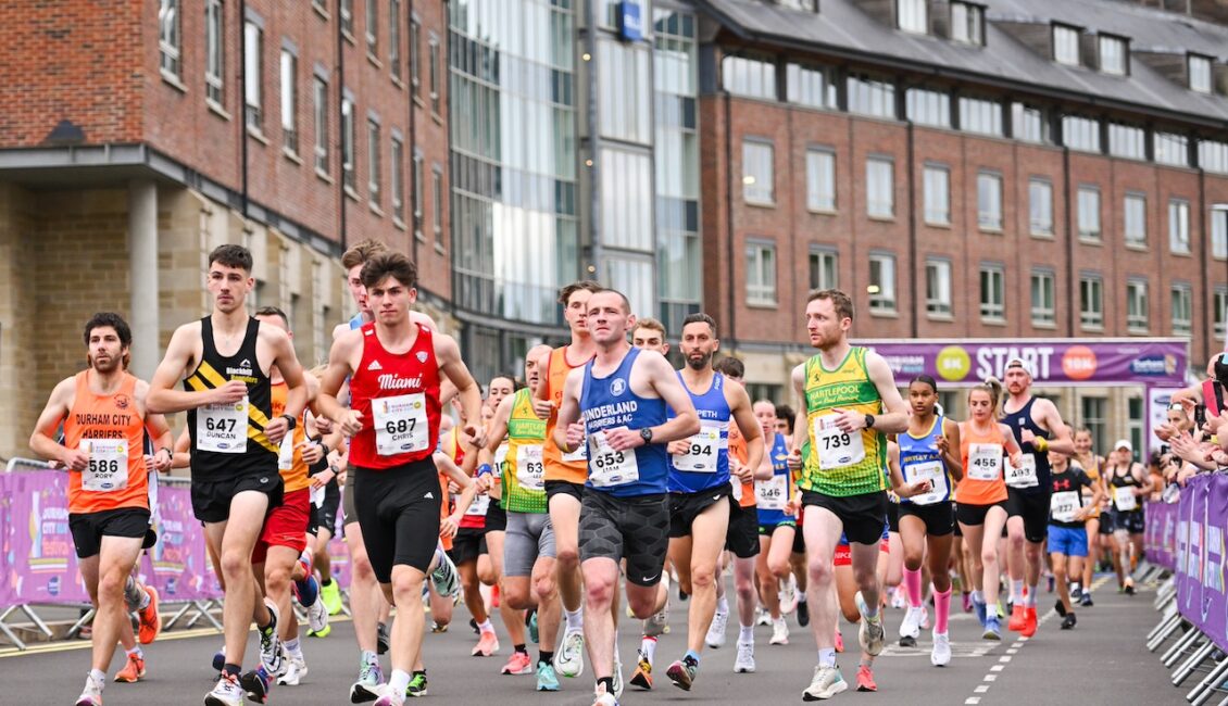 Thousands of runners setting off from the start line of the 2024 Durham City Run Festival.