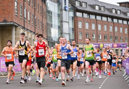 Thousands of runners setting off from the start line of the 2024 Durham City Run Festival.